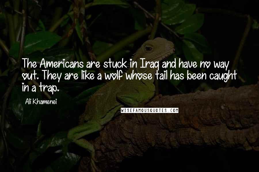 Ali Khamenei Quotes: The Americans are stuck in Iraq and have no way out. They are like a wolf whose tail has been caught in a trap.