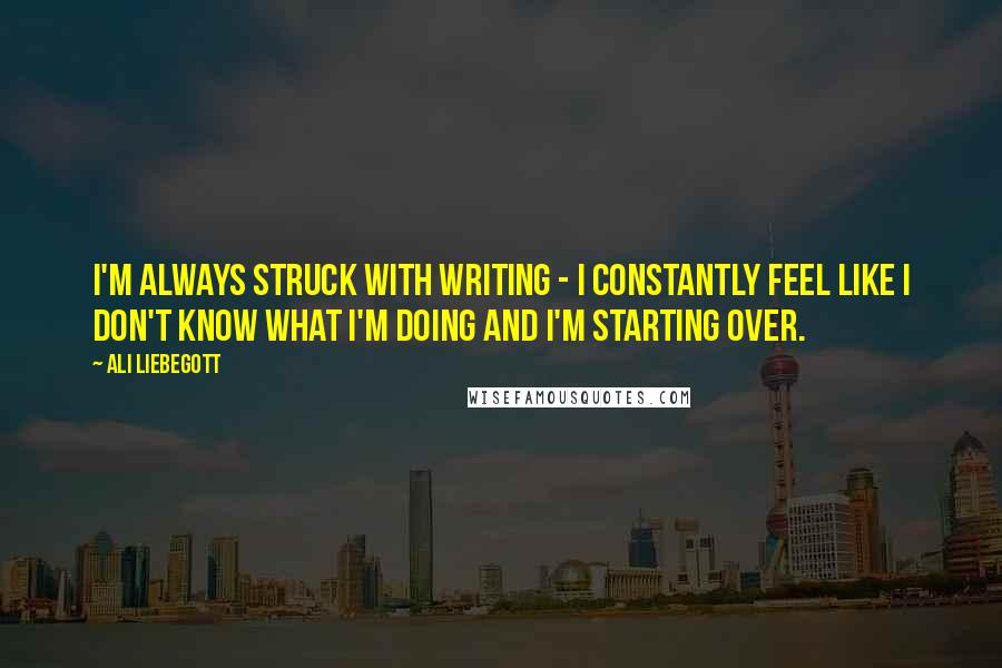 Ali Liebegott Quotes: I'm always struck with writing - I constantly feel like I don't know what I'm doing and I'm starting over.