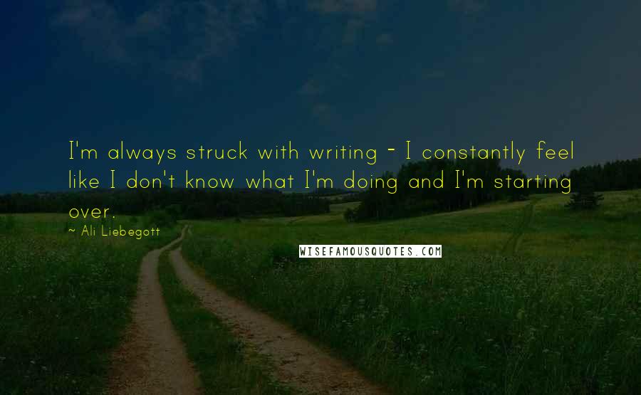 Ali Liebegott Quotes: I'm always struck with writing - I constantly feel like I don't know what I'm doing and I'm starting over.