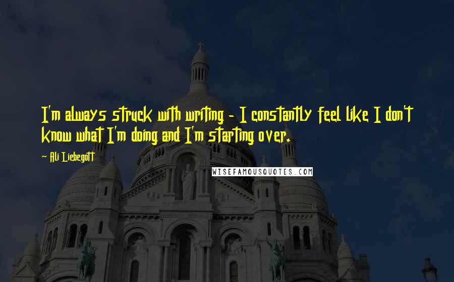 Ali Liebegott Quotes: I'm always struck with writing - I constantly feel like I don't know what I'm doing and I'm starting over.