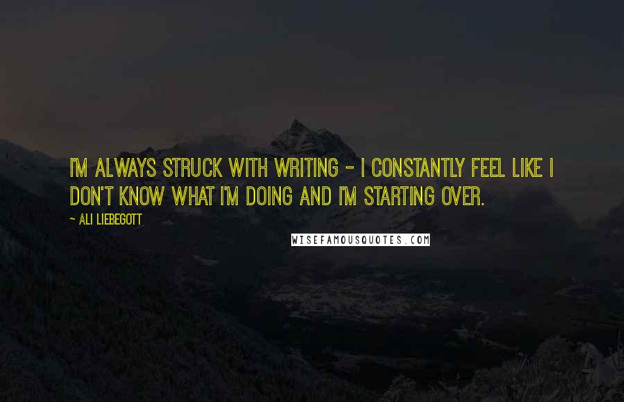 Ali Liebegott Quotes: I'm always struck with writing - I constantly feel like I don't know what I'm doing and I'm starting over.