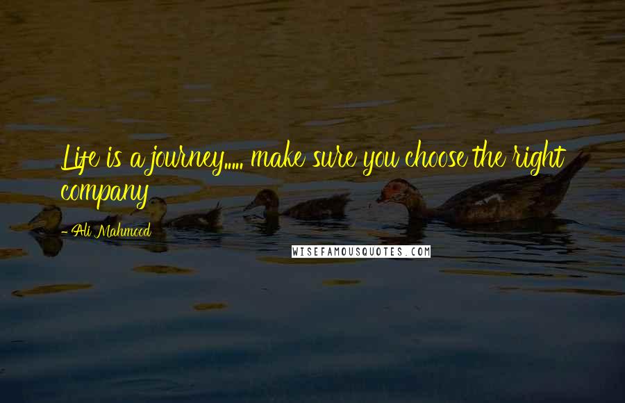 Ali Mahmood Quotes: Life is a journey..... make sure you choose the right company