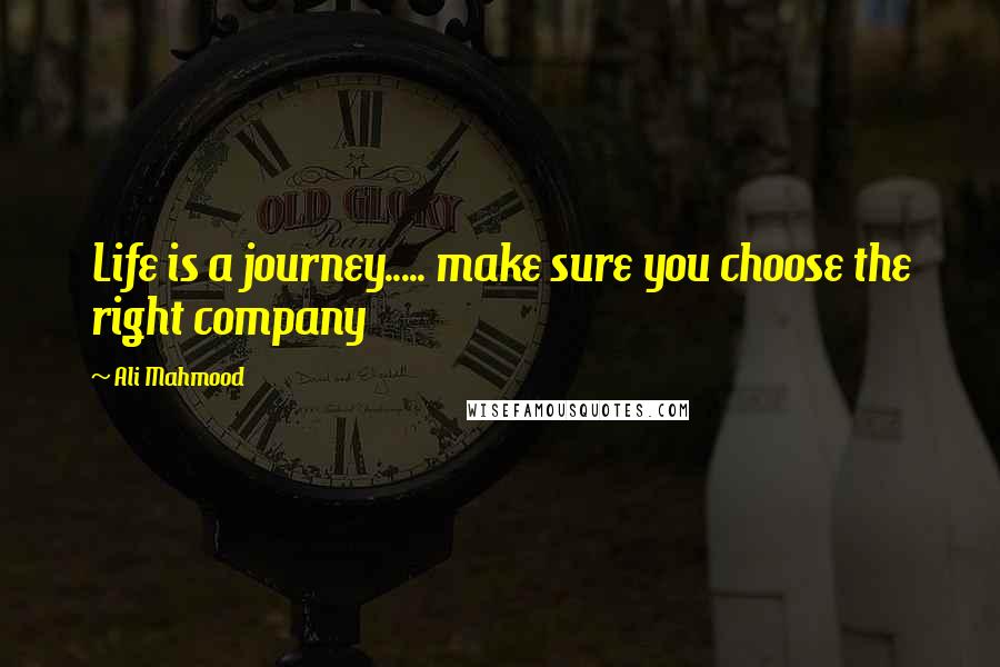 Ali Mahmood Quotes: Life is a journey..... make sure you choose the right company