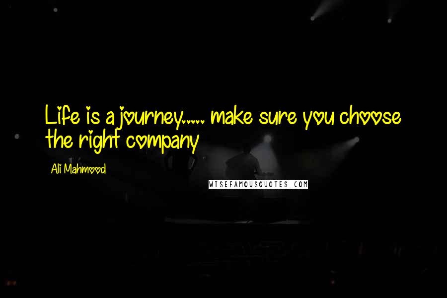 Ali Mahmood Quotes: Life is a journey..... make sure you choose the right company