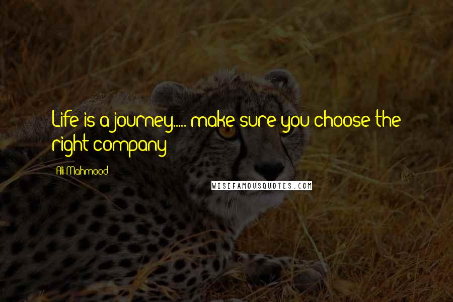 Ali Mahmood Quotes: Life is a journey..... make sure you choose the right company