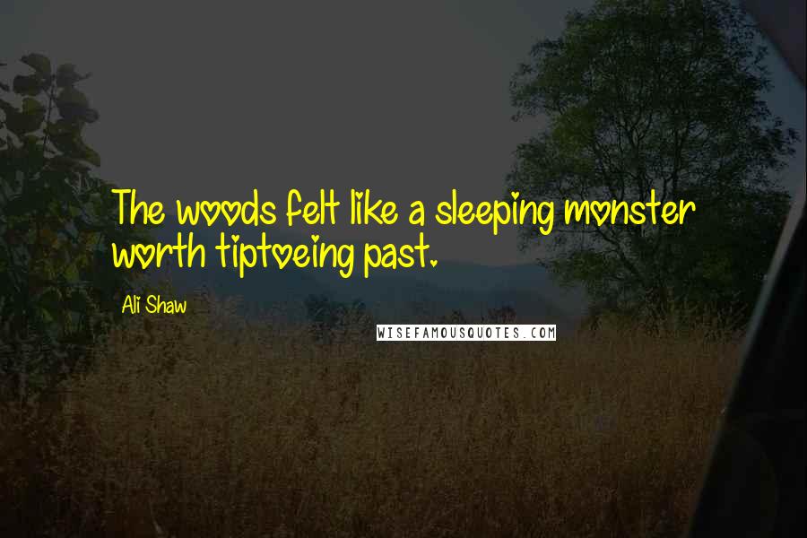 Ali Shaw Quotes: The woods felt like a sleeping monster worth tiptoeing past.