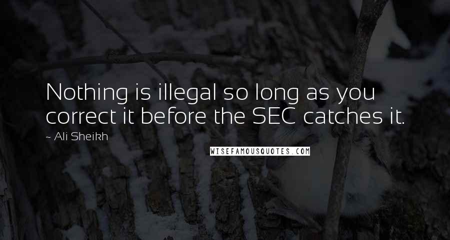 Ali Sheikh Quotes: Nothing is illegal so long as you correct it before the SEC catches it.