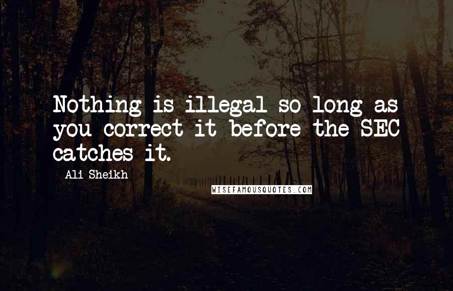 Ali Sheikh Quotes: Nothing is illegal so long as you correct it before the SEC catches it.