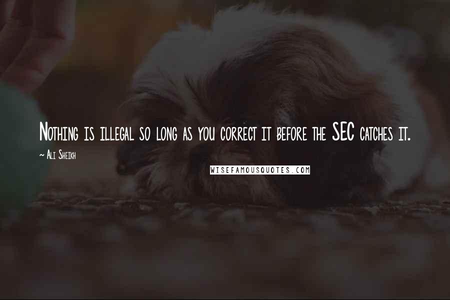 Ali Sheikh Quotes: Nothing is illegal so long as you correct it before the SEC catches it.