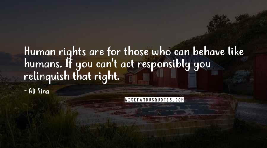 Ali Sina Quotes: Human rights are for those who can behave like humans. If you can't act responsibly you relinquish that right.