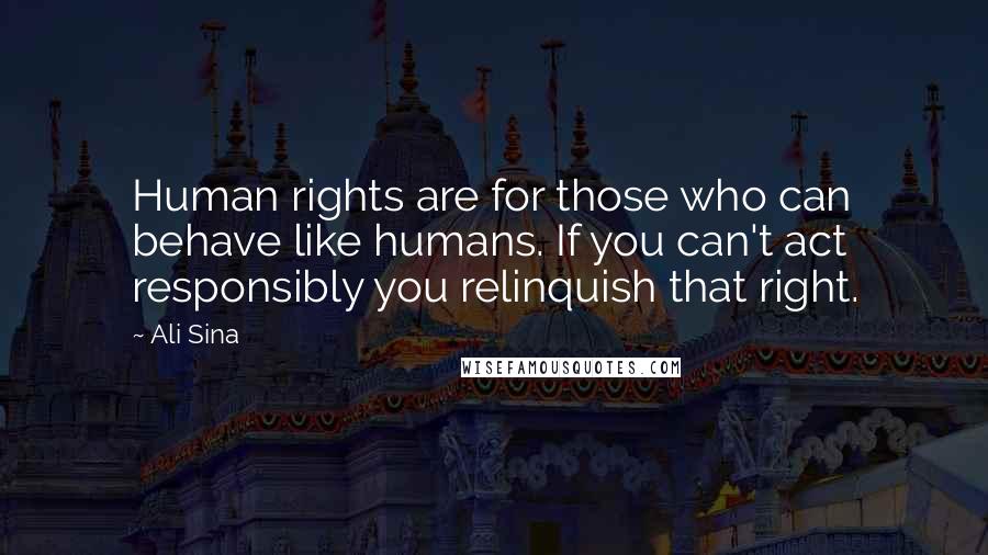 Ali Sina Quotes: Human rights are for those who can behave like humans. If you can't act responsibly you relinquish that right.