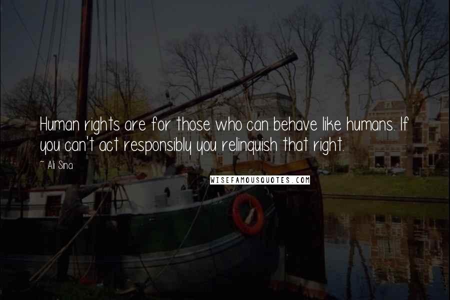 Ali Sina Quotes: Human rights are for those who can behave like humans. If you can't act responsibly you relinquish that right.