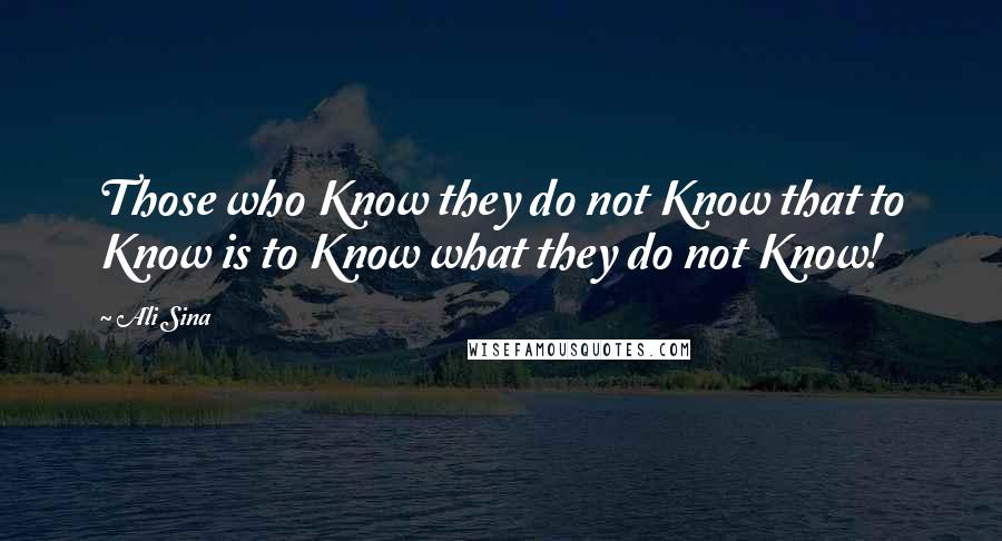 Ali Sina Quotes: Those who Know they do not Know that to Know is to Know what they do not Know!