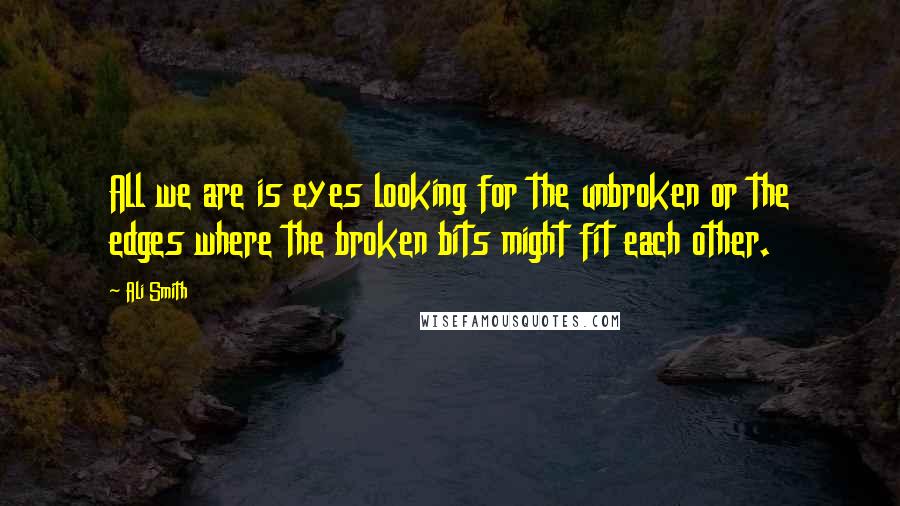 Ali Smith Quotes: All we are is eyes looking for the unbroken or the edges where the broken bits might fit each other.