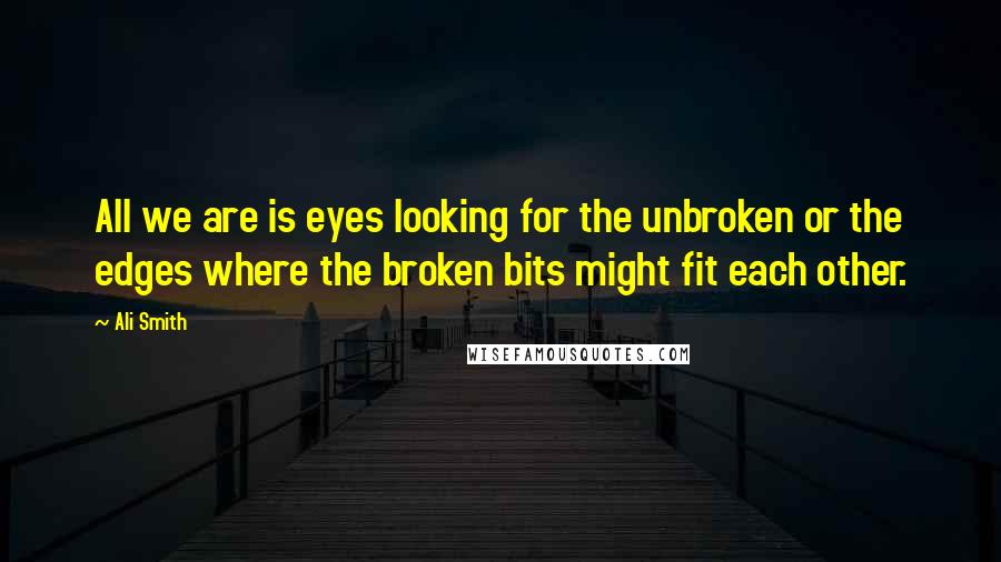 Ali Smith Quotes: All we are is eyes looking for the unbroken or the edges where the broken bits might fit each other.