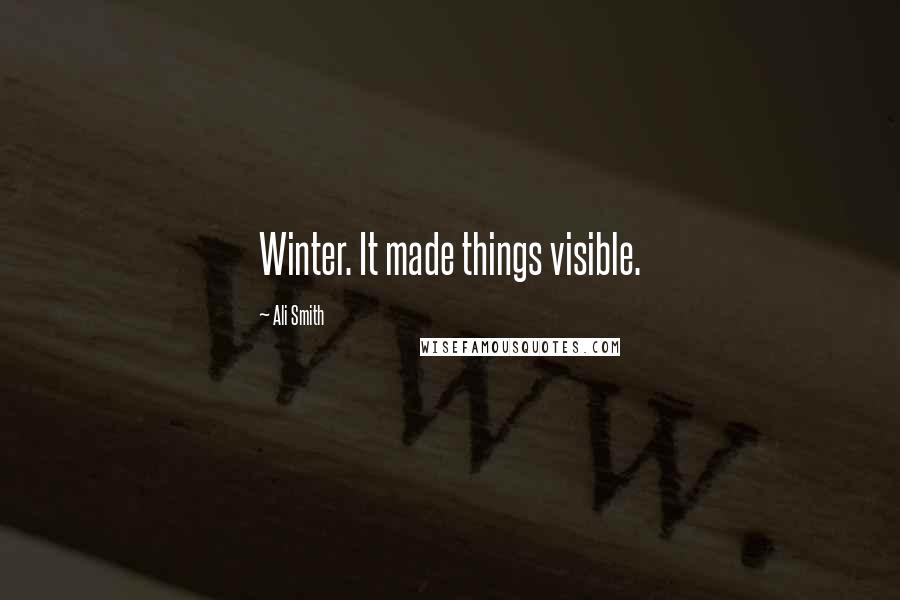 Ali Smith Quotes: Winter. It made things visible.