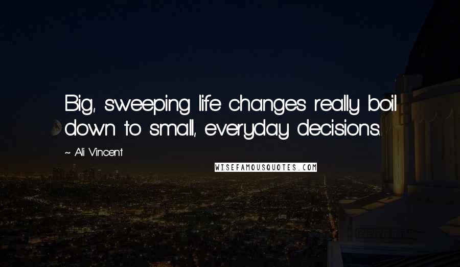 Ali Vincent Quotes: Big, sweeping life changes really boil down to small, everyday decisions.