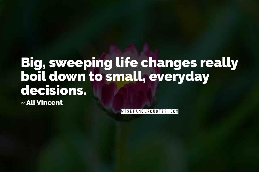 Ali Vincent Quotes: Big, sweeping life changes really boil down to small, everyday decisions.