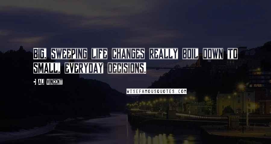 Ali Vincent Quotes: Big, sweeping life changes really boil down to small, everyday decisions.
