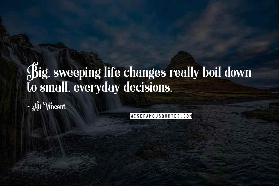 Ali Vincent Quotes: Big, sweeping life changes really boil down to small, everyday decisions.
