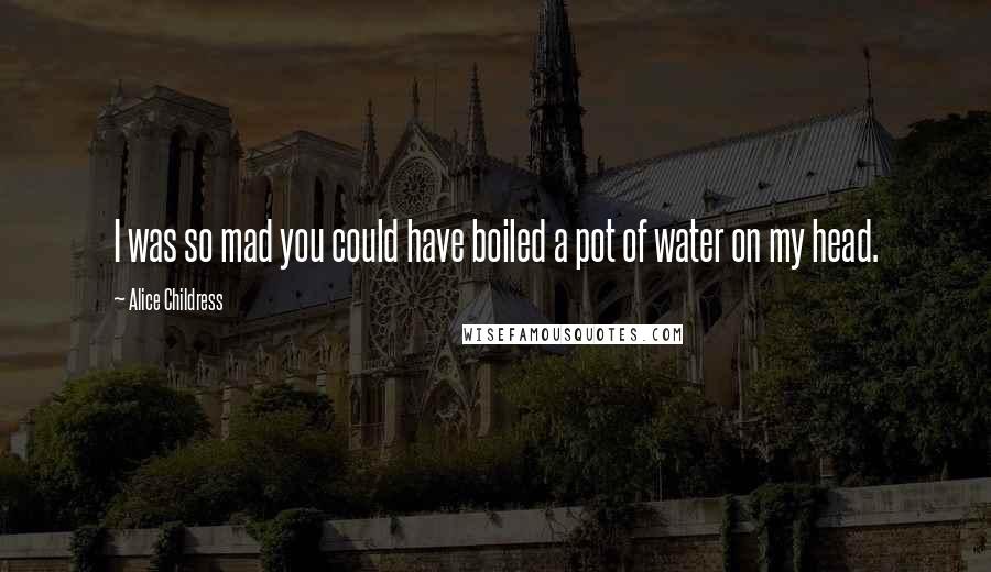 Alice Childress Quotes: I was so mad you could have boiled a pot of water on my head.