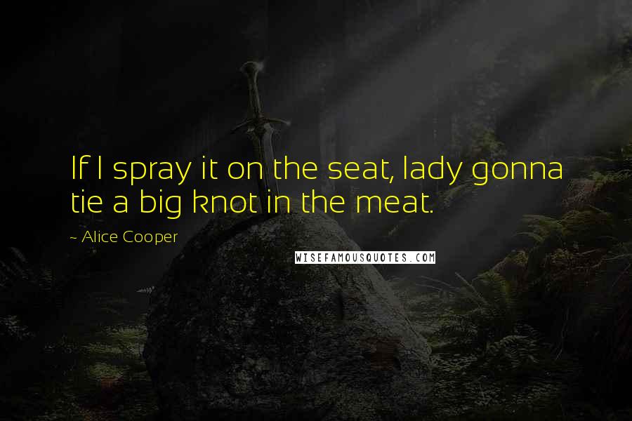 Alice Cooper Quotes: If I spray it on the seat, lady gonna tie a big knot in the meat.