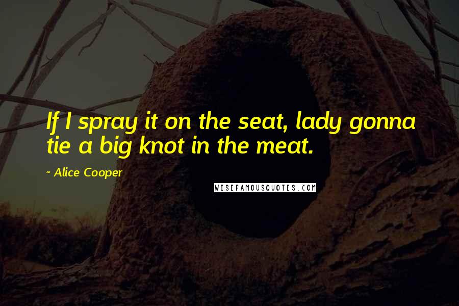 Alice Cooper Quotes: If I spray it on the seat, lady gonna tie a big knot in the meat.
