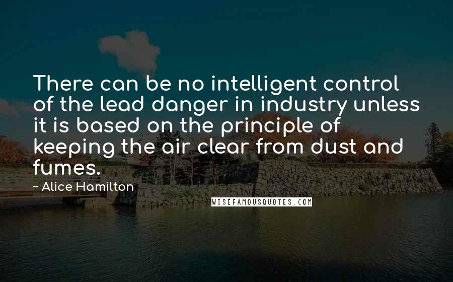 Alice Hamilton Quotes: There can be no intelligent control of the lead danger in industry unless it is based on the principle of keeping the air clear from dust and fumes.