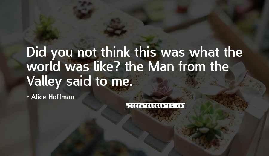 Alice Hoffman Quotes: Did you not think this was what the world was like? the Man from the Valley said to me.