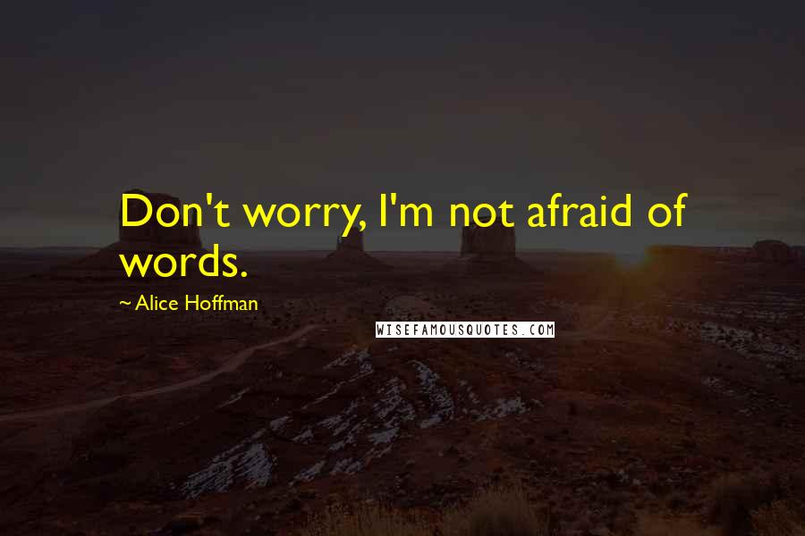 Alice Hoffman Quotes: Don't worry, I'm not afraid of words.