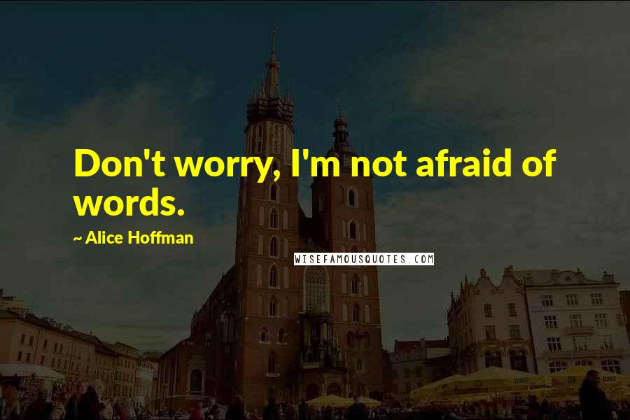 Alice Hoffman Quotes: Don't worry, I'm not afraid of words.