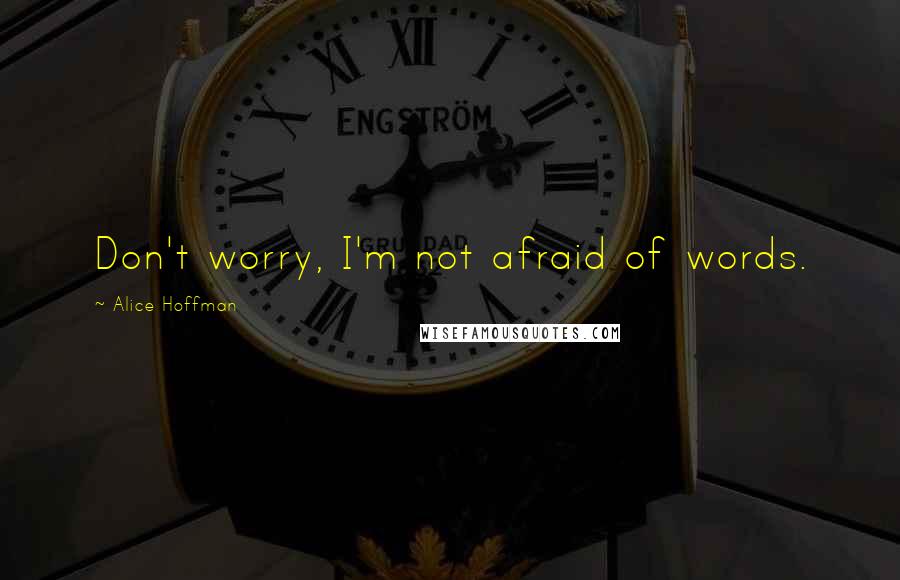 Alice Hoffman Quotes: Don't worry, I'm not afraid of words.