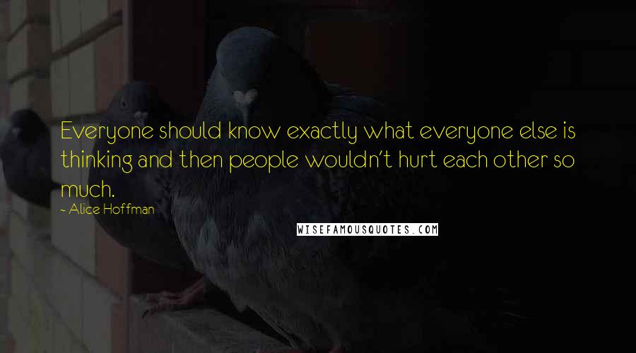 Alice Hoffman Quotes: Everyone should know exactly what everyone else is thinking and then people wouldn't hurt each other so much.