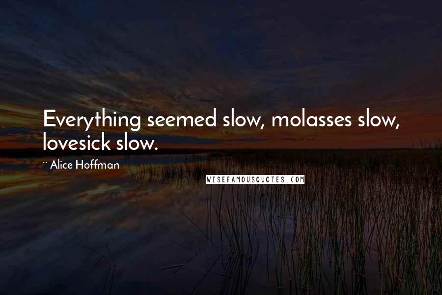 Alice Hoffman Quotes: Everything seemed slow, molasses slow, lovesick slow.