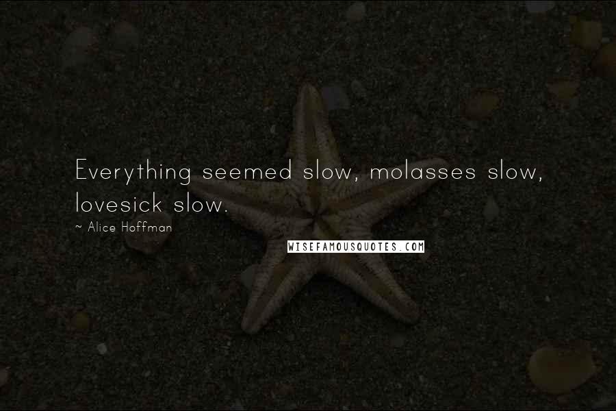 Alice Hoffman Quotes: Everything seemed slow, molasses slow, lovesick slow.