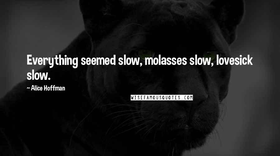 Alice Hoffman Quotes: Everything seemed slow, molasses slow, lovesick slow.