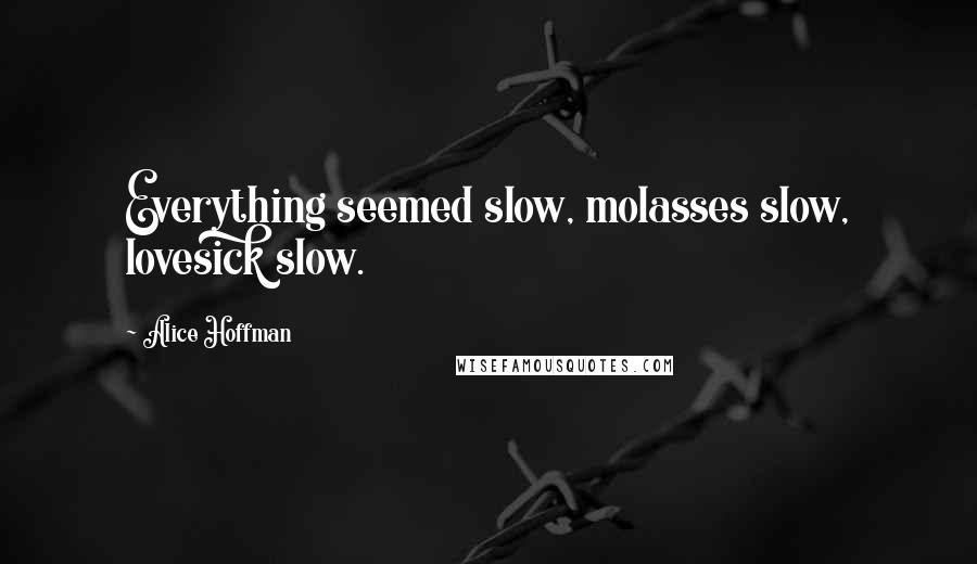 Alice Hoffman Quotes: Everything seemed slow, molasses slow, lovesick slow.