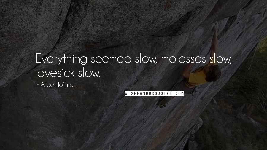 Alice Hoffman Quotes: Everything seemed slow, molasses slow, lovesick slow.