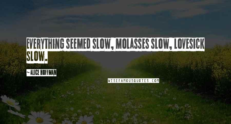 Alice Hoffman Quotes: Everything seemed slow, molasses slow, lovesick slow.