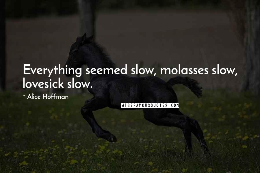 Alice Hoffman Quotes: Everything seemed slow, molasses slow, lovesick slow.