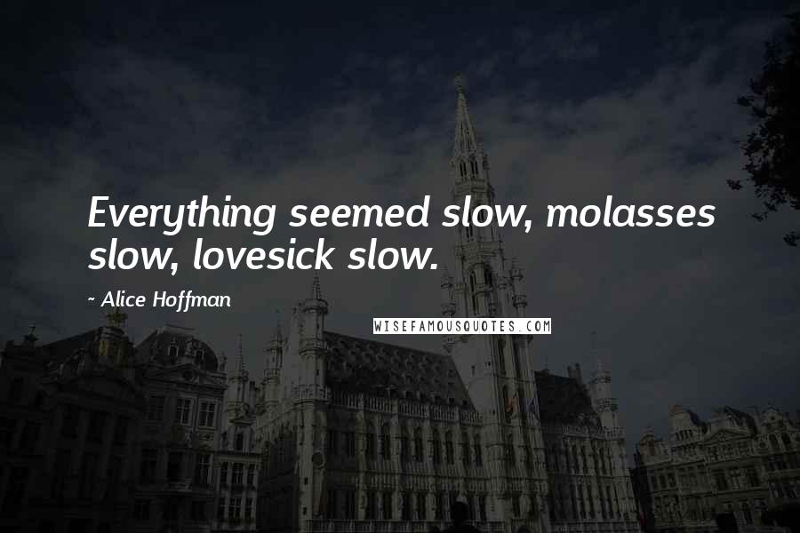 Alice Hoffman Quotes: Everything seemed slow, molasses slow, lovesick slow.