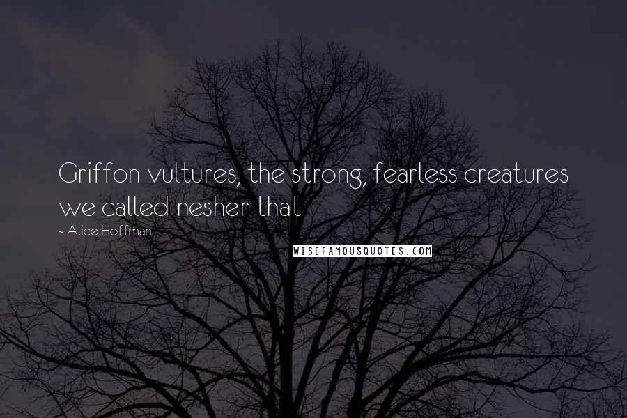 Alice Hoffman Quotes: Griffon vultures, the strong, fearless creatures we called nesher that