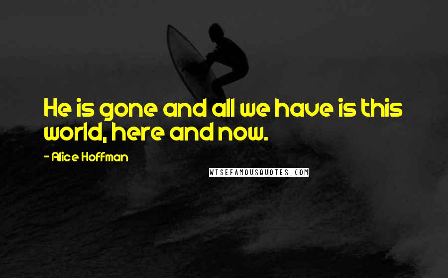 Alice Hoffman Quotes: He is gone and all we have is this world, here and now.