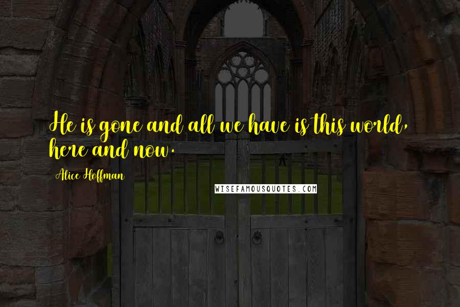 Alice Hoffman Quotes: He is gone and all we have is this world, here and now.