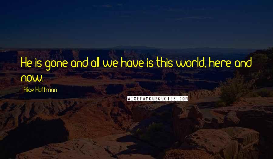 Alice Hoffman Quotes: He is gone and all we have is this world, here and now.