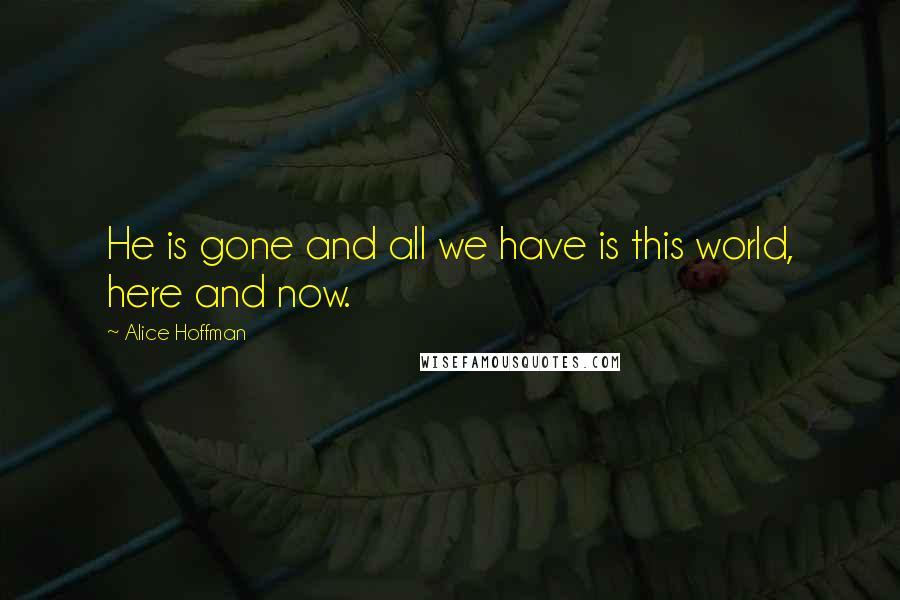 Alice Hoffman Quotes: He is gone and all we have is this world, here and now.