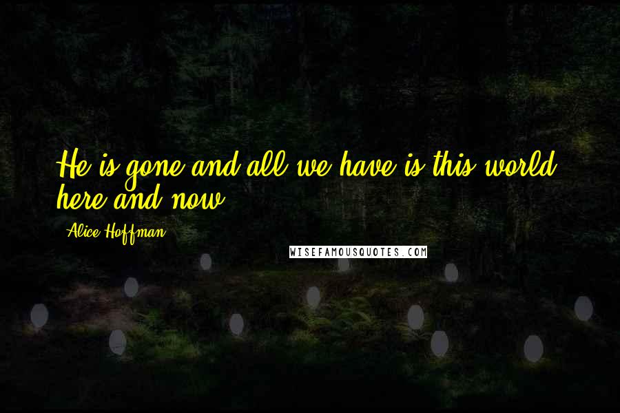 Alice Hoffman Quotes: He is gone and all we have is this world, here and now.