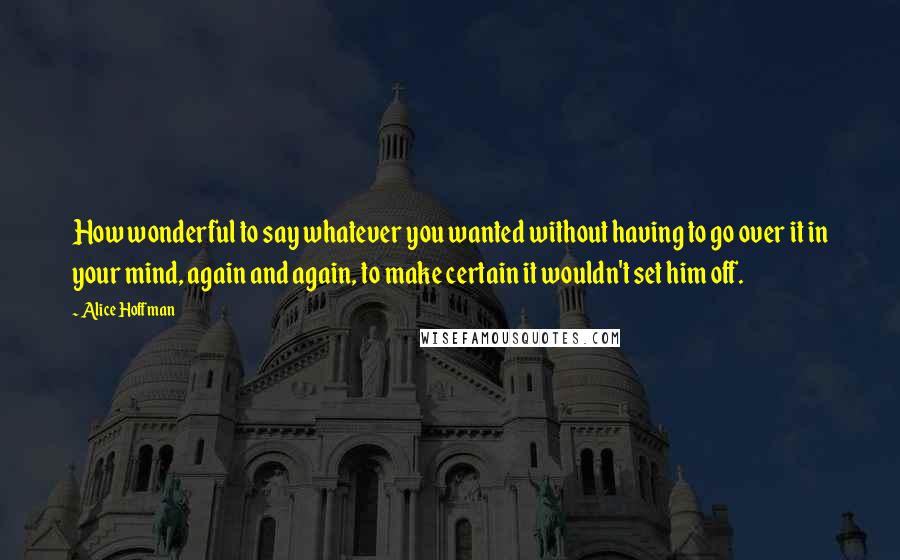 Alice Hoffman Quotes: How wonderful to say whatever you wanted without having to go over it in your mind, again and again, to make certain it wouldn't set him off.