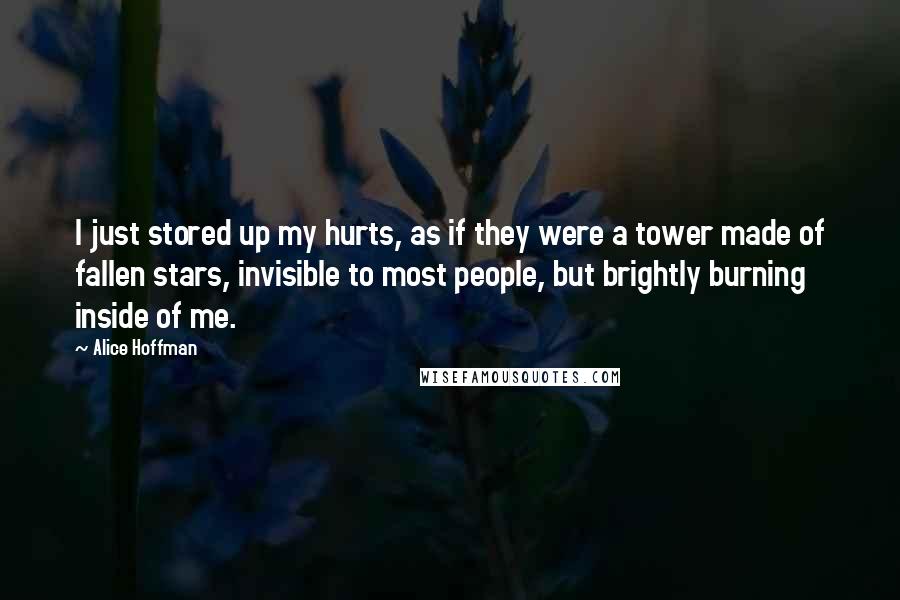 Alice Hoffman Quotes: I just stored up my hurts, as if they were a tower made of fallen stars, invisible to most people, but brightly burning inside of me.