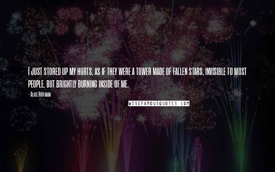 Alice Hoffman Quotes: I just stored up my hurts, as if they were a tower made of fallen stars, invisible to most people, but brightly burning inside of me.